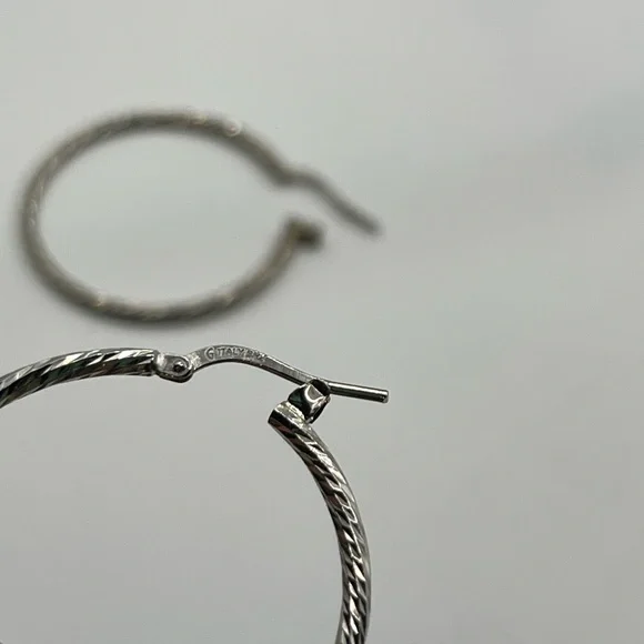 TexturedSterling Silver Hoop Earrings - Picture 5 of 5